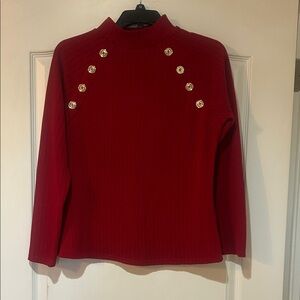 Elegant Red Women's Top with Button Accents